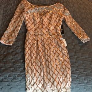 NWT Lulus pink & gold sequin dress